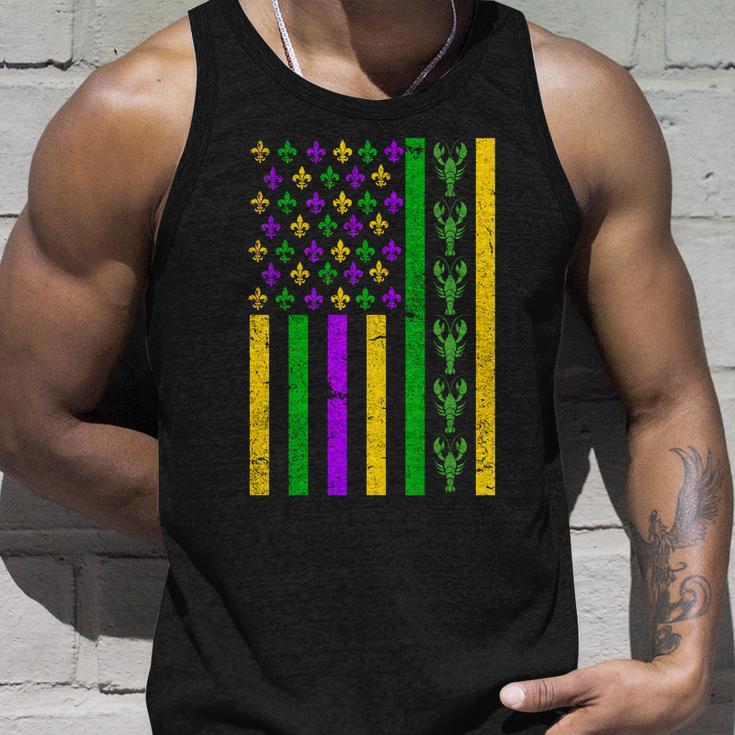 American Flag Mardi Gras Tshirt Mardi Gras Crawfish Unisex Tank Top Gifts for Him