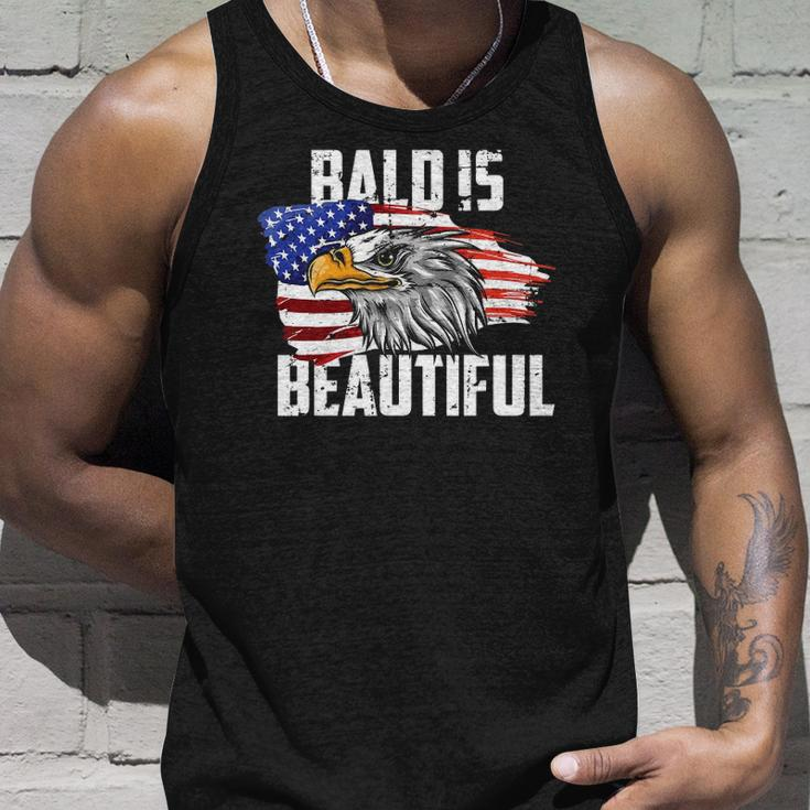 Mens Bald Is Beautiful July 4Th Eagle Patriotic American Vintage Tank Top Gifts for Him