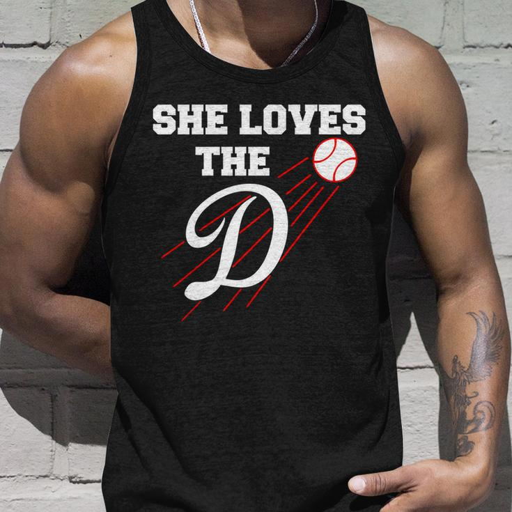 Baseball She Loves The D Los Angeles V2 Unisex Tank Top Gifts for Him
