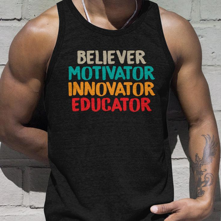 Believer Motivator Innovator Educator Unisex Tee For Teacher Gift Unisex Tank Top Gifts for Him