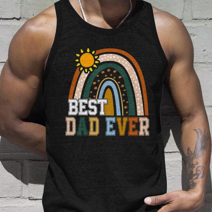 Best Dad Ever Rainbow Funny Fathers Day From Wife Daughter Gift Unisex Tank Top Gifts for Him