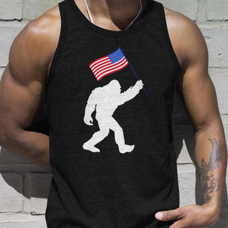 Bigfoot With American Flag Funny 4Th Of July Meaningful Gift Unisex Tank Top Gifts for Him