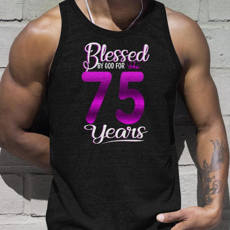 Blessed By God For 75 Years Old 75Th Birthday Gifts Crown Unisex Tank Top Gifts for Him