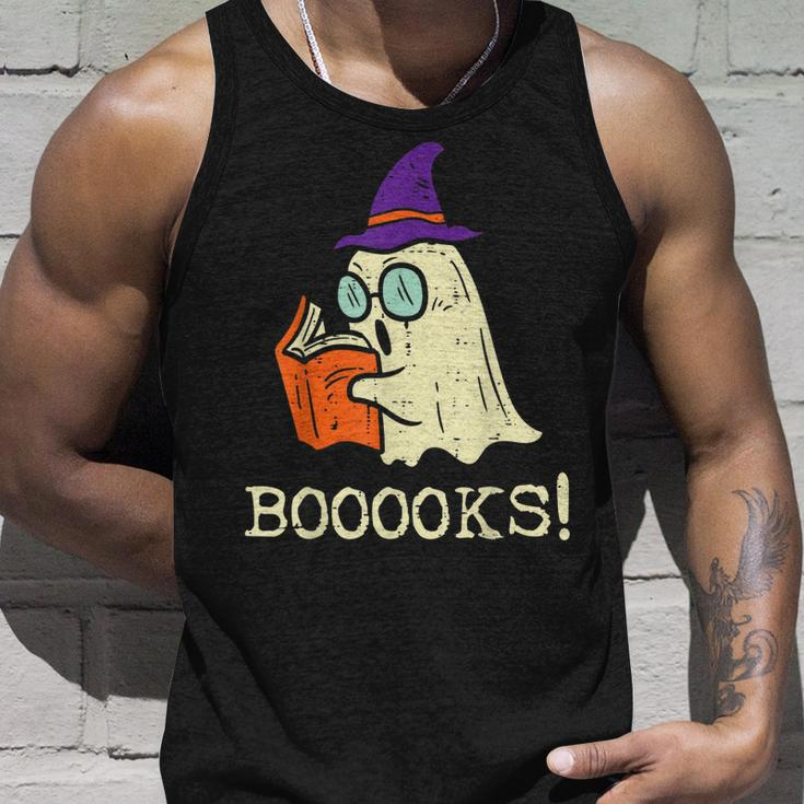 Books Ghost Boo Funny Reading Halloween Teacher Librarian Unisex Tank Top Gifts for Him