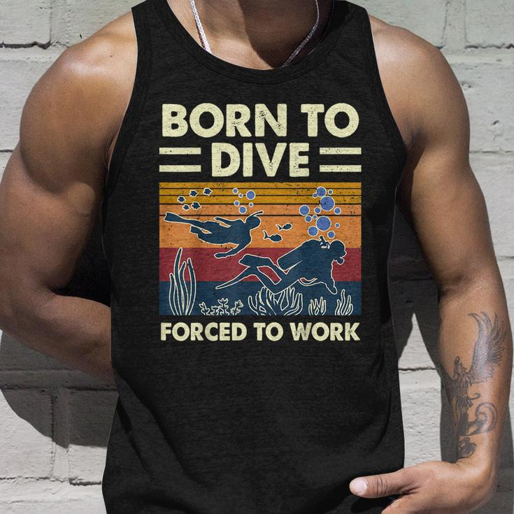 Born To Dive Forced To Work Scuba Diving Diver Funny Graphic Design Printed Casual Daily Basic Unisex Tank Top Gifts for Him