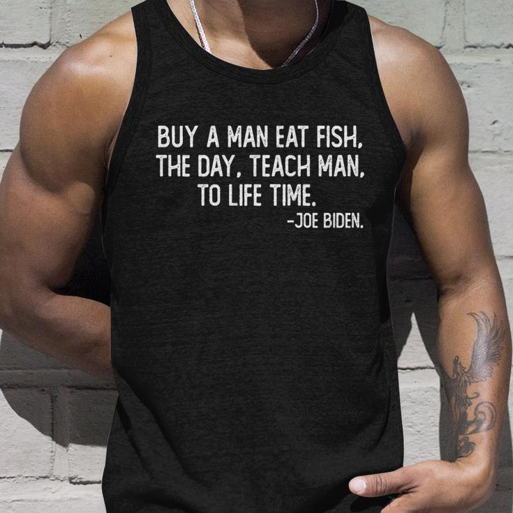 Buy A Man Eat Fish Joe Biden Scrambled Quote Tshirt Unisex Tank Top Gifts for Him