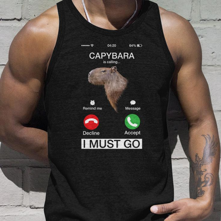 Capybara Is Calling Funny Capibara Rodent Animal Lover Humor Cute Gift Unisex Tank Top Gifts for Him