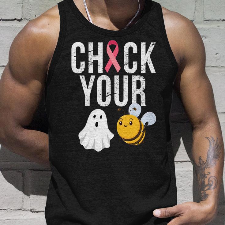 Check Your Boo Bees Breast Cancer Halloween Unisex Tank Top Gifts for Him