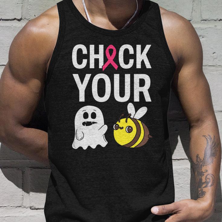 Check Your Boo Bees Breast Cancer Squad Breast Cancer Awareness Unisex Tank Top Gifts for Him