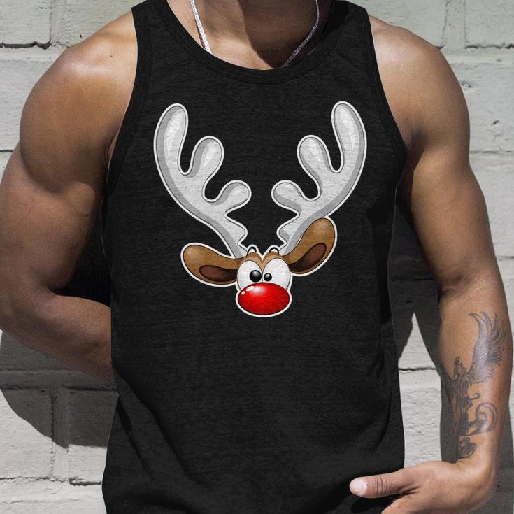 Christmas Red Nose Reindeer Face Graphic Design Printed Casual Daily Basic Unisex Tank Top Gifts for Him