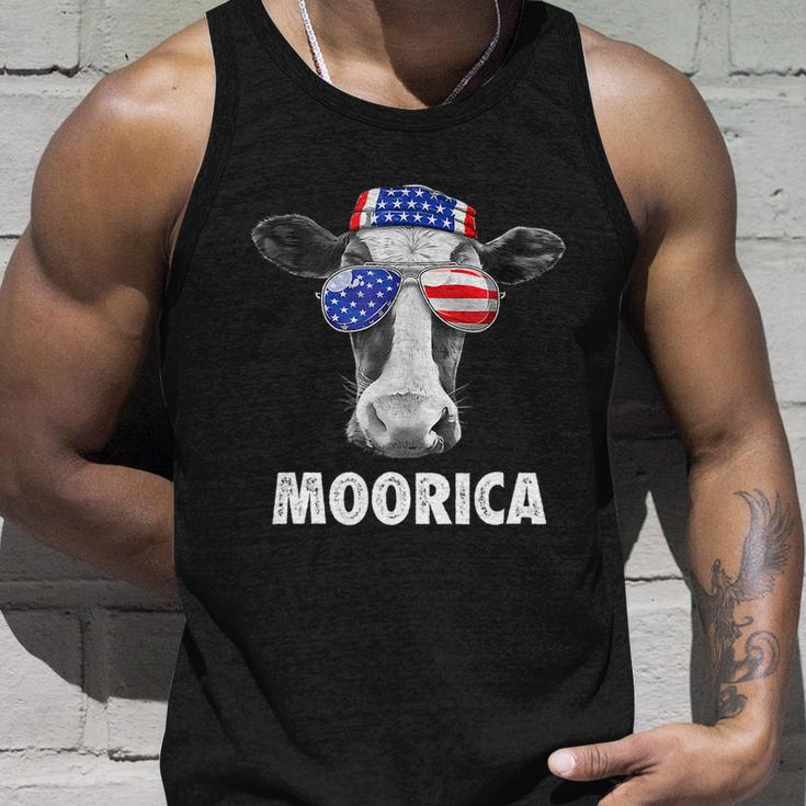 Cow 4Th Of July Moorica Merica Men American Flag Sunglasses Unisex Tank Top Gifts for Him