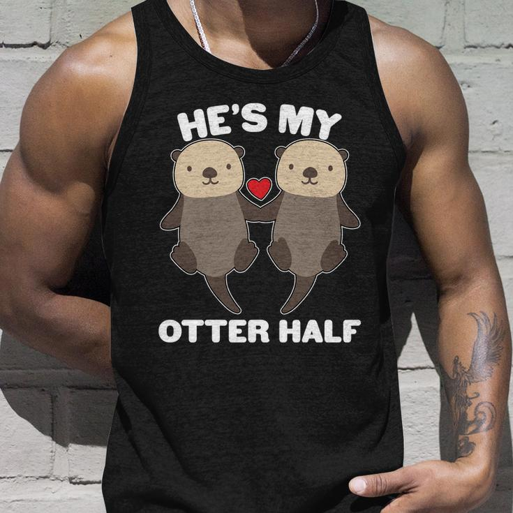 Cute Hes My Otter Half Matching Couples Shirts Graphic Design Printed Casual Daily Basic Unisex Tank Top Gifts for Him