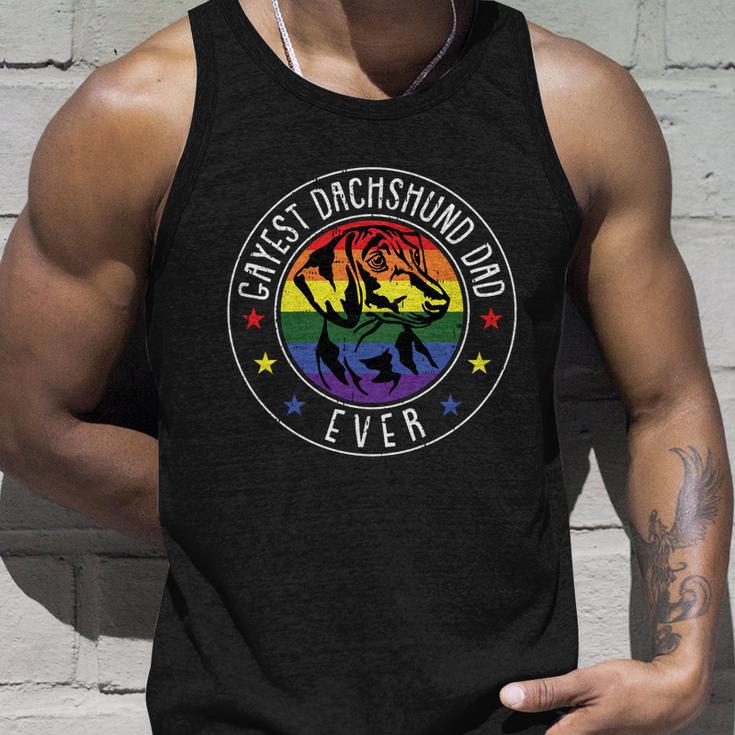 Dachshund Dad Lgbtgreat Giftq Gay Pride Flag Doxie Dog Lover Ally Great Gift Unisex Tank Top Gifts for Him