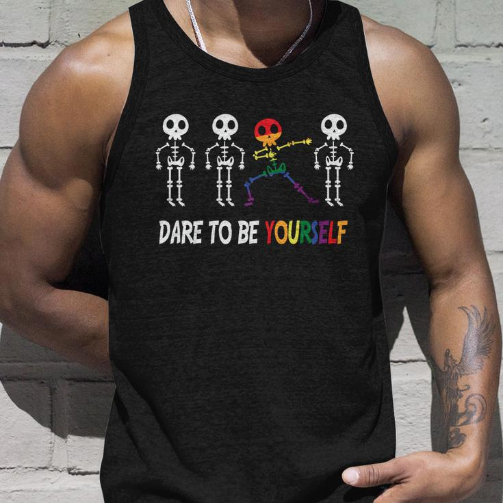 Dare To Be Yourself Lgbt Gay Pride Lesbian Bisexual Ally Quote Unisex Tank Top Gifts for Him