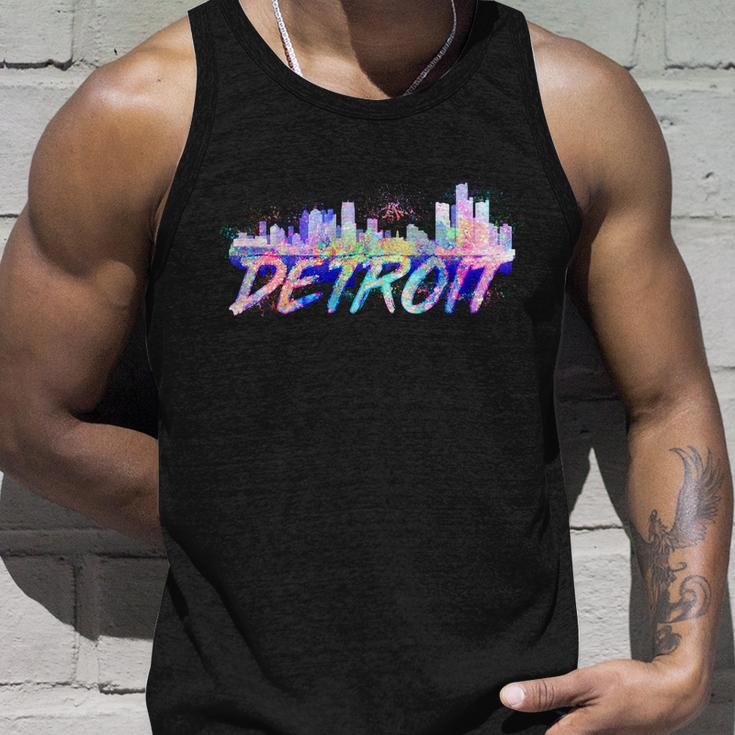 Detroit Skyline Paint Unisex Tank Top Gifts for Him