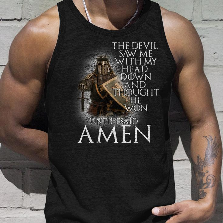 Devil Though He Won Until I Said Amen Unisex Tank Top Gifts for Him