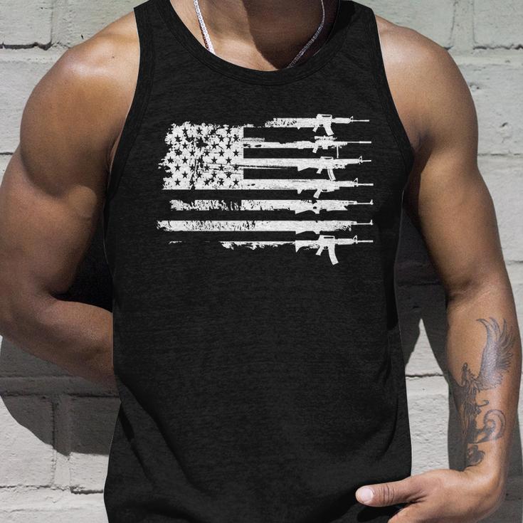 Distressed Gun Riffle Us Flag Unisex Tank Top Gifts for Him