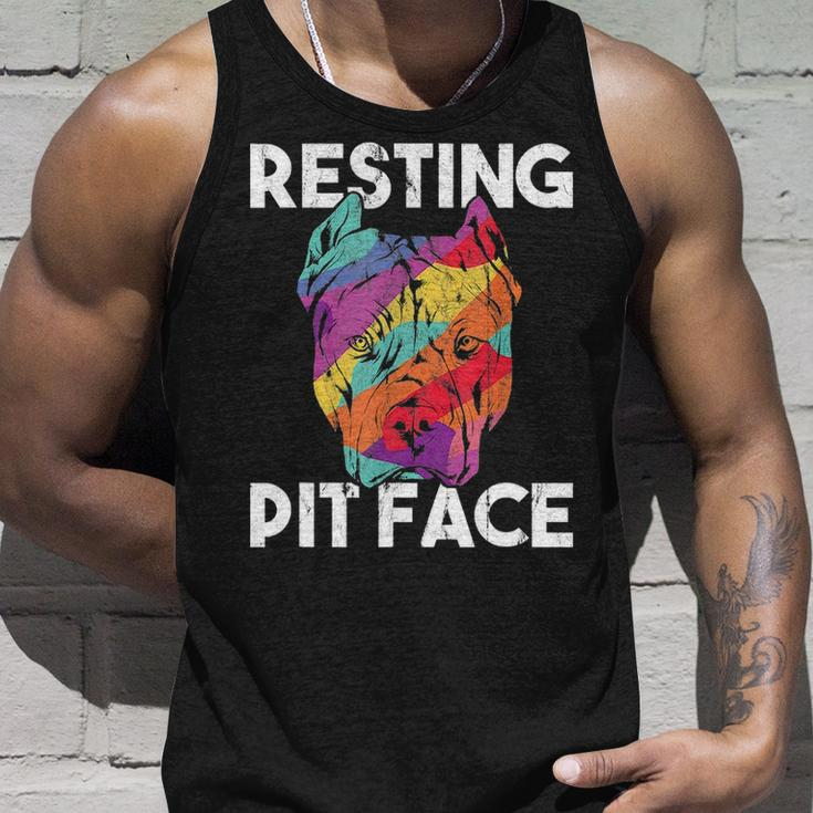 Dog Pitbull Resting Pit Face Vintage Unisex Tank Top Gifts for Him