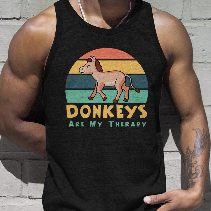 Donkeys As Therapy Funny Mule Farm Animal Gift Unisex Tank Top Gifts for Him