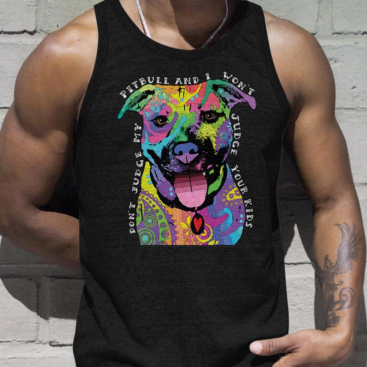 Dont Judge My Pitbull Wont Judge Your Kids Unisex Tank Top Gifts for Him