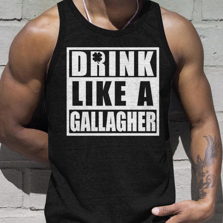 Drink Like A Gallagher Funny St Patricks Day Irish Clover Unisex Tank Top Gifts for Him