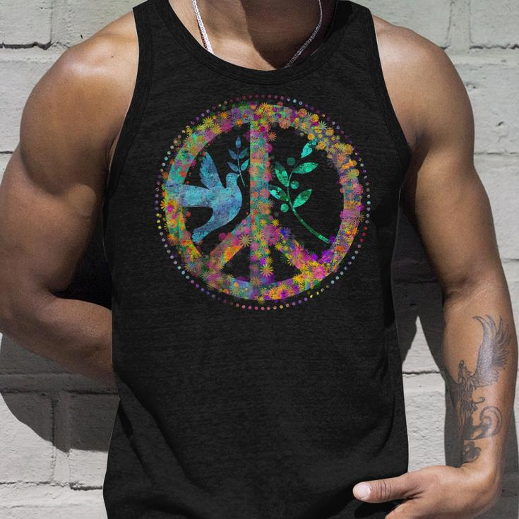 Earth Watercolor Peace Sign Unisex Tank Top Gifts for Him