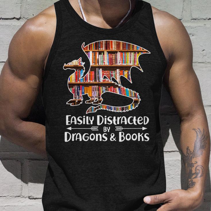 Easily Distracted By Dragons And Books V2 Unisex Tank Top Gifts for Him