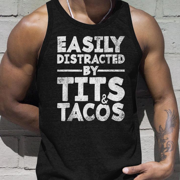 Easily Distracted By Tits And Tacos Unisex Tank Top Gifts for Him