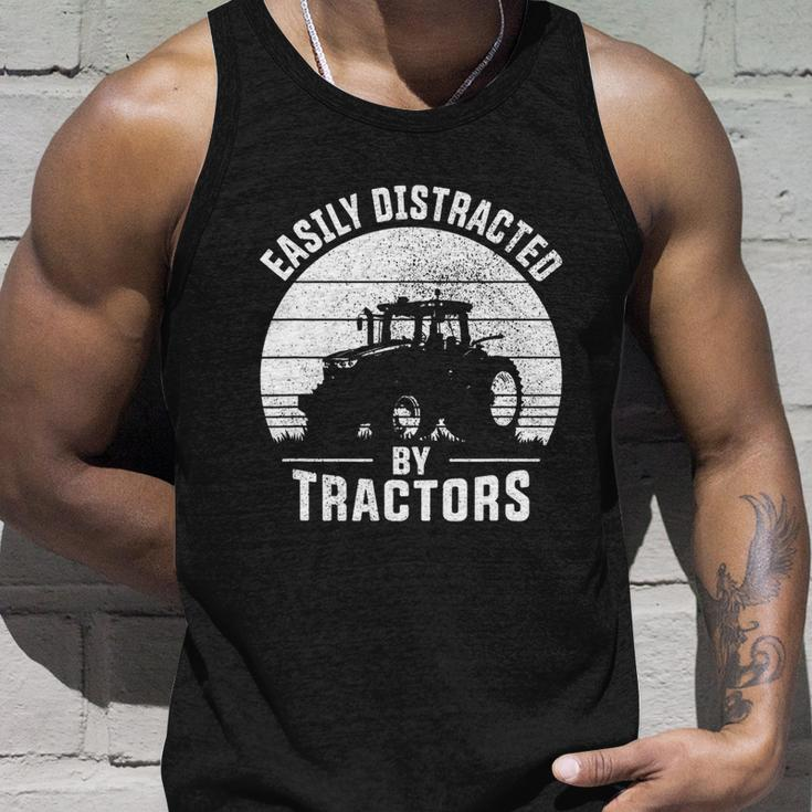 Easily Distracted By Tractors Farmer Tractor Funny Farming Tshirt Unisex Tank Top Gifts for Him