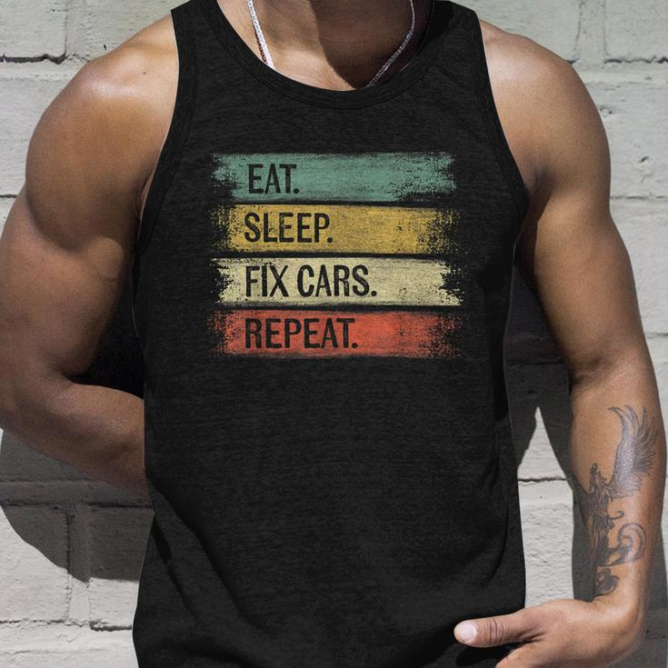 Eat Sleep Fix Cars Repeat Funny Auto Mechanic Car Lover Gift Tshirt Unisex Tank Top Gifts for Him