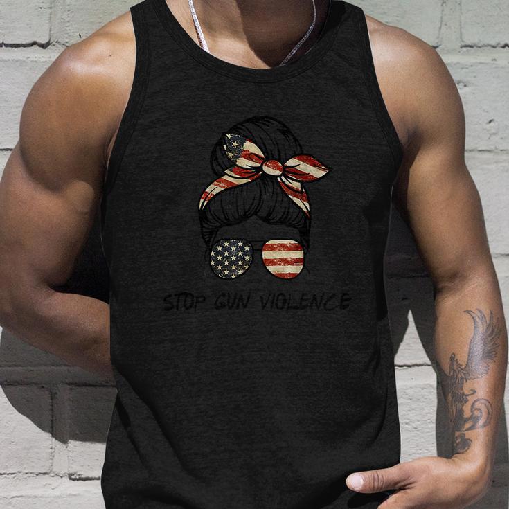 Enough Stop Gun Violence Messy Bun Us Flag Unisex Tank Top Gifts for Him