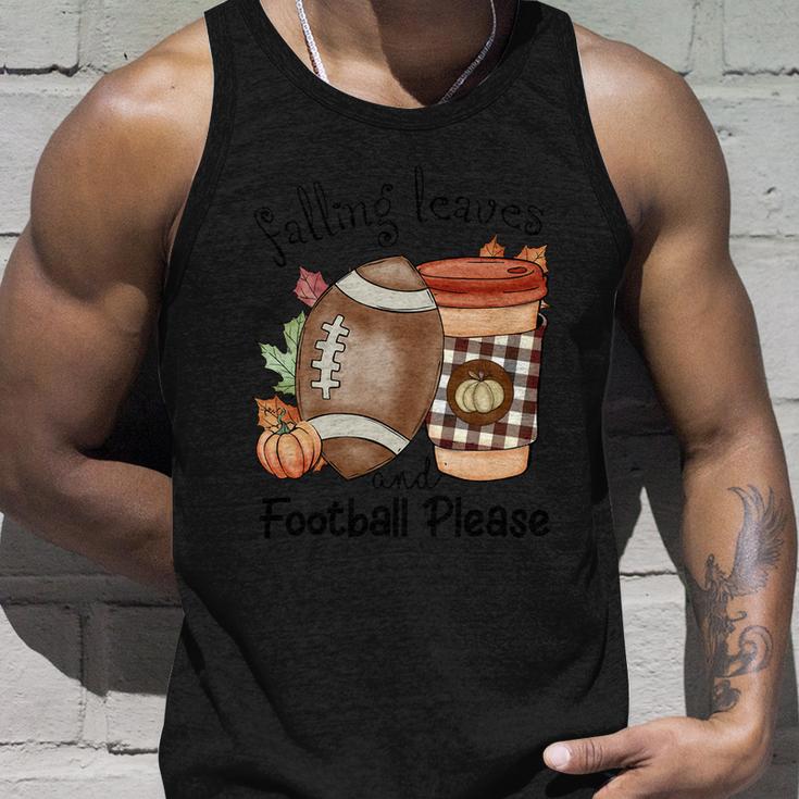 Falling Leaves And Football Please Thanksgiving Quote Unisex Tank Top Gifts for Him