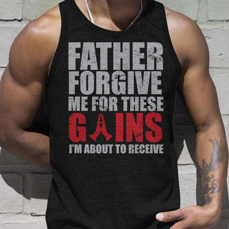 Father Forgive Me For These Gains Unisex Tank Top Gifts for Him