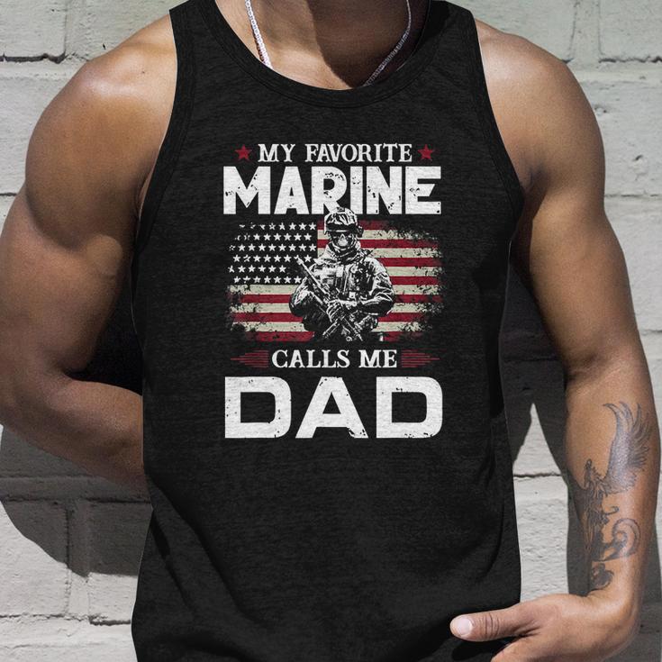 Fathers Day Flag My Favorite Marine Calls Me Dad Tshirt Unisex Tank Top Gifts for Him