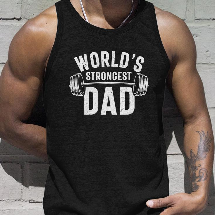 Fathers Day Funny Worlds Strongest Dad Bodybuilder Unisex Tank Top Gifts for Him