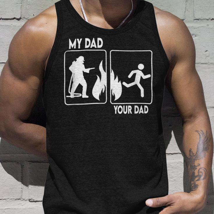 Firefighter Funny Firefighter Dad Fathers Day Proud Daughter Son Boys V2 Unisex Tank Top Gifts for Him