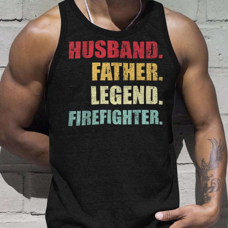Firefighter Funny Husband Father Legend Firefighter Fathers Day Unisex Tank Top Gifts for Him