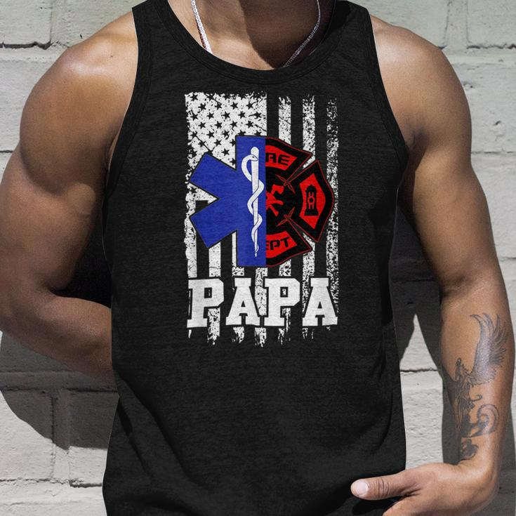 Firefighter Proud Papa Fathers Day Firefighter American Fireman Father Unisex Tank Top Gifts for Him