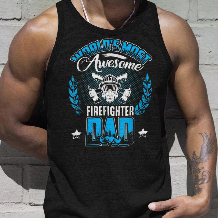 Firefighter Proud Worlds Awesome Firefighter Dad Cool Dad Fathers Day Unisex Tank Top Gifts for Him