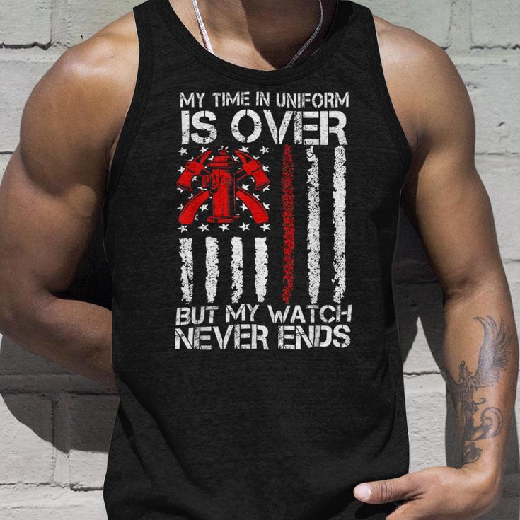 Firefighter Retired Firefighter Thin Red Line Funny Retirement V2 Unisex Tank Top Gifts for Him
