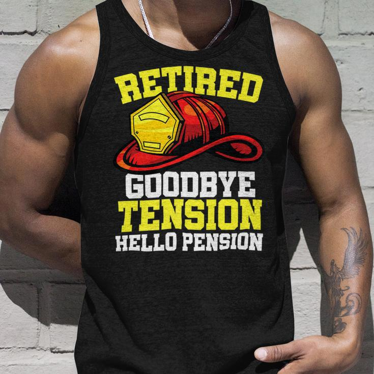 Firefighter Retired Goodbye Tension Hello Pension Firefighter Unisex Tank Top Gifts for Him