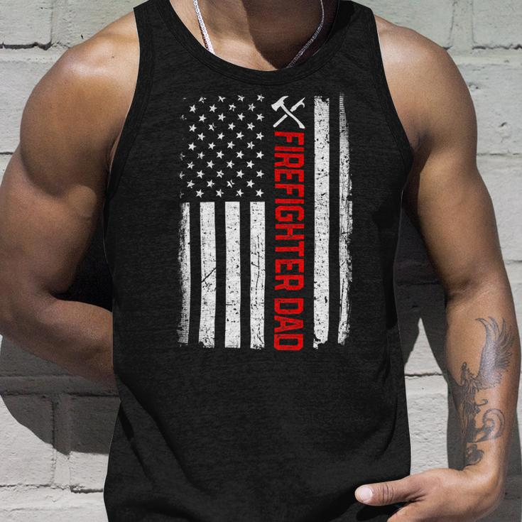Firefighter Retro American Flag Firefighter Dad 4Th Of July Fathers Day Unisex Tank Top Gifts for Him