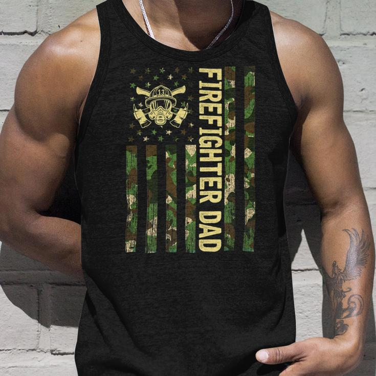 Firefighter Retro Camouflage Usa Flag Firefighter Dad Fathers Day V2 Unisex Tank Top Gifts for Him