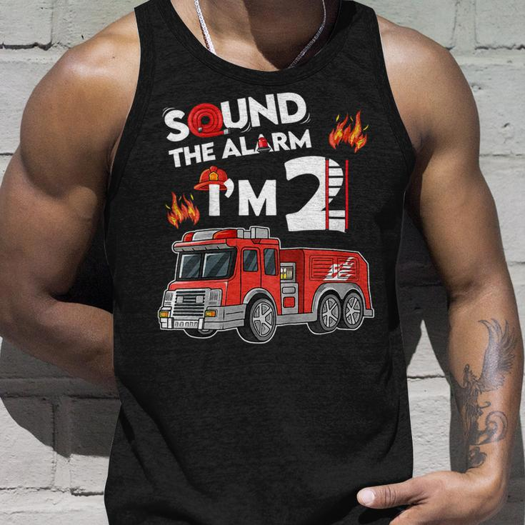 Firefighter Sound The Alarm Im 2 Little Firefighter 2Nd Birthday Unisex Tank Top Gifts for Him