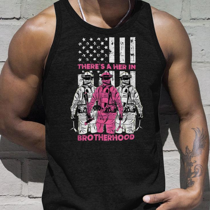 Firefighter Theres A Her In Brotherhood Firefighter Fireman Gift V2 Unisex Tank Top Gifts for Him