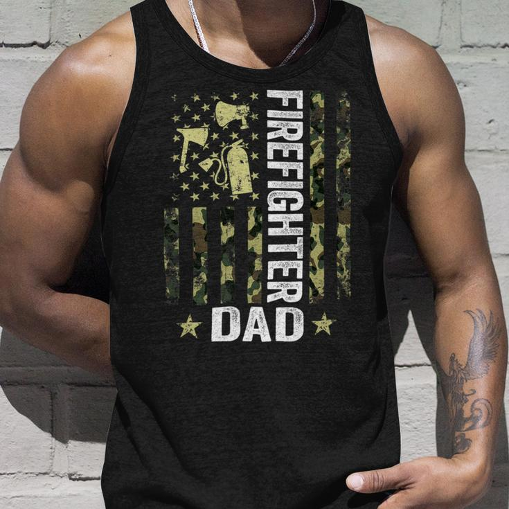 Firefighter Usa Flag Camouflage Firefighter Dad Patriotic Fathers Day_ Unisex Tank Top Gifts for Him