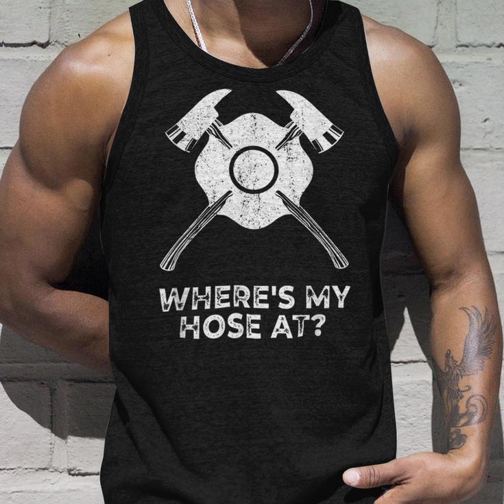 Firefighter Where’S My Hose At Fire Fighter Gift Idea Firefighter Unisex Tank Top Gifts for Him