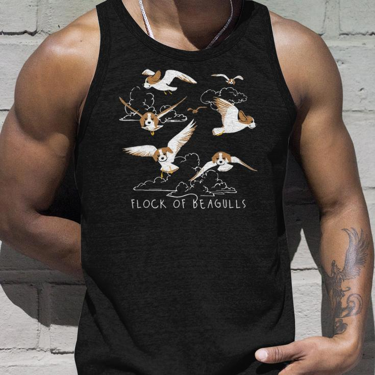 Flock Of Beagulls Beagle With Bird Wings Dog Lover Funny Unisex Tank Top Gifts for Him