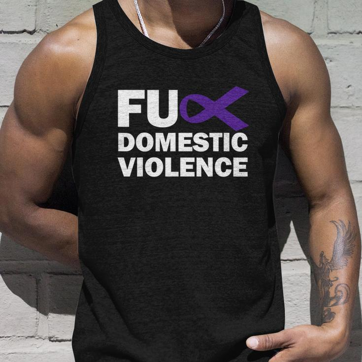 Fuck Domestic Violence Purple Ribbon Domestic Violence Unisex Tank Top Gifts for Him