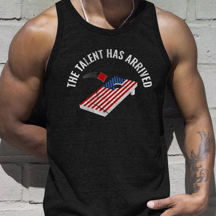 Fun Cornhole Gift The Talent Has Arrived Cornhole Team Funny Gift Unisex Tank Top Gifts for Him